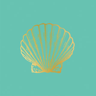 Golden Shell, aqua Beverage Napkin