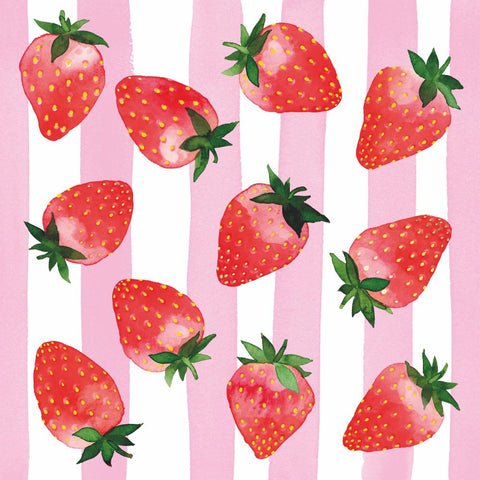 Strawberry & Stripes • Beverage Napkin