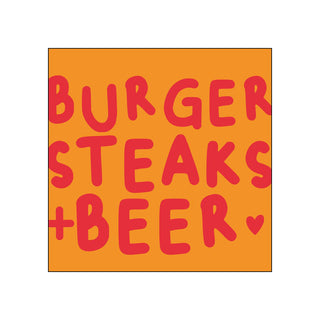 Burger & Beer, orange • Beverage Napkins