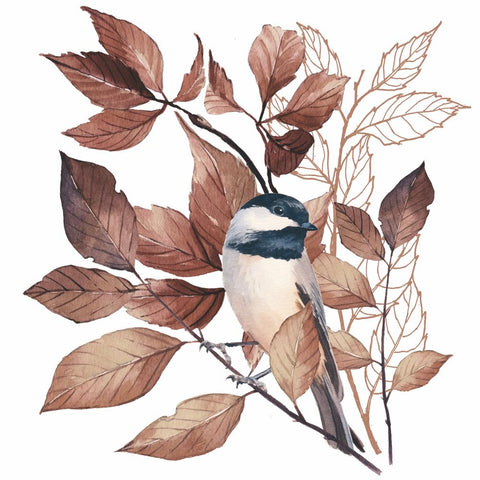 Lovely Chickadee, white • Beverage Napkins