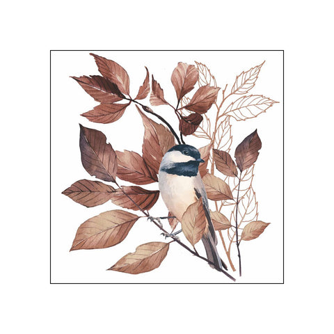 Lovely Chickadee, white • Beverage Napkins