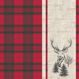 Deer Plaid, red • Beverage Napkins
