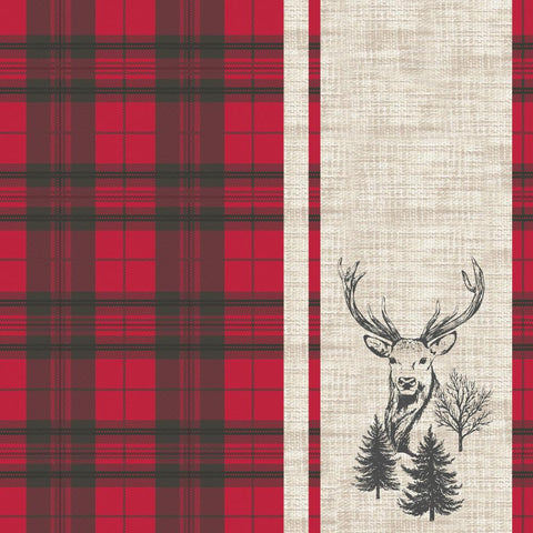 Deer Plaid, red • Beverage Napkins