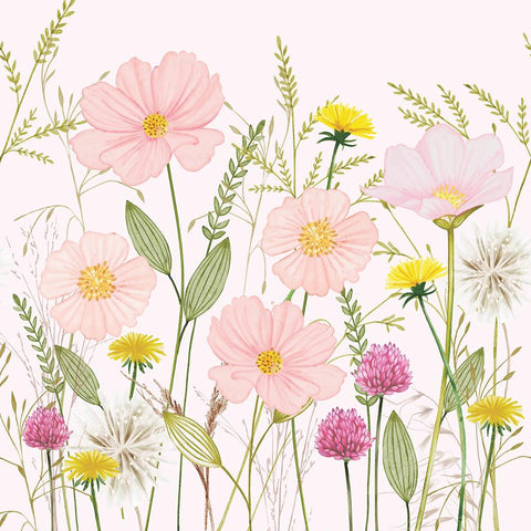 Pastel Flowers, pink • Beverage Napkin