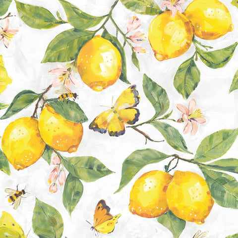 Fresh Lemons, white • Beverage Napkin