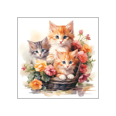 Kittens in a Basket • Beverage Napkins