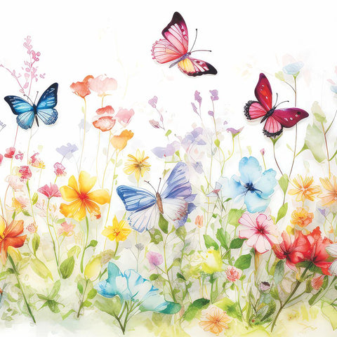 Butterflies in Field, white • Beverage Napkin