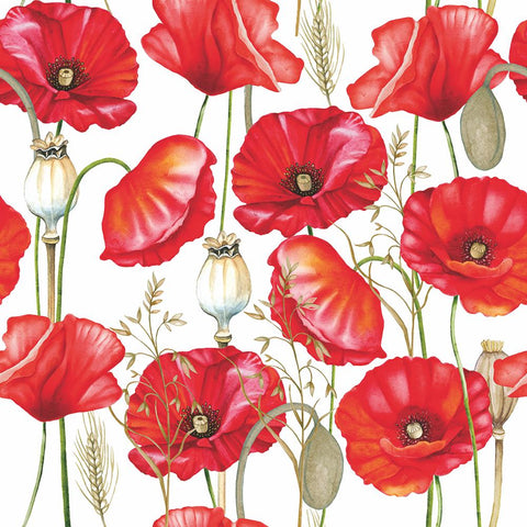 Poppy All Over, white • Beverage Napkin