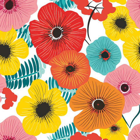 Colorful Flowers, red • Beverage Napkin