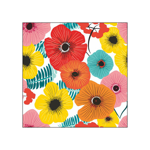 Colorful Flowers, red • Beverage Napkins
