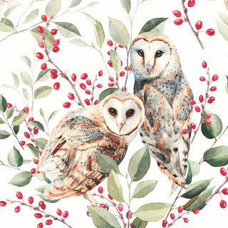 Barn Owl Couple, white • Lunch Napkins