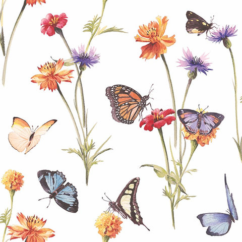 Butterfly Garden, white • Lunch Napkin