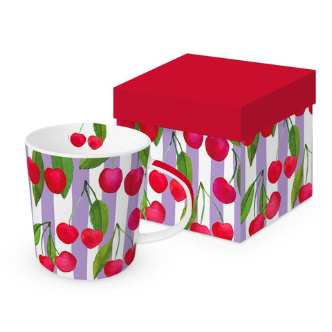 Cherry & Stripes • Gift-boxed Mug