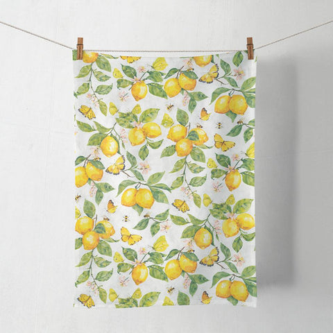 Fresh Lemons, white • • Kitchen Towel