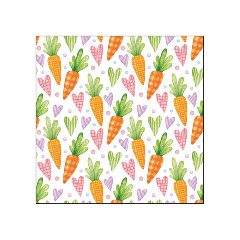 Carrots and Hearts, white • Beverage Napkins