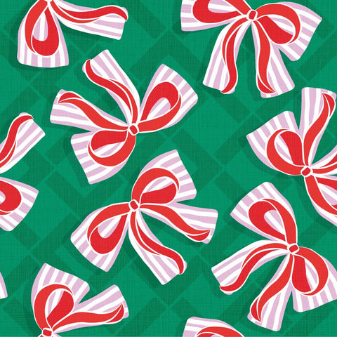 Bows, green • Beverage Napkin