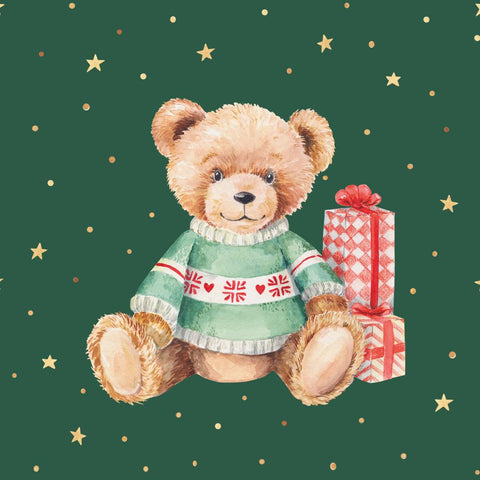 Teddy on Green • Beverage Napkin
