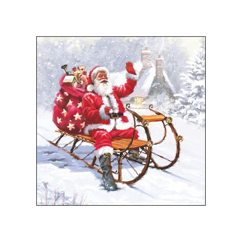 Santa on Sleigh • Beverage Napkins