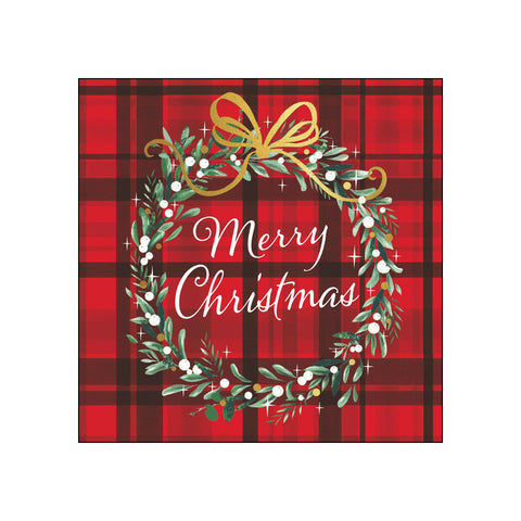 Christmas Plaid, red • Beverage Napkins