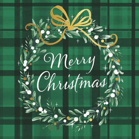 Christmas Plaid, green • Beverage Napkins