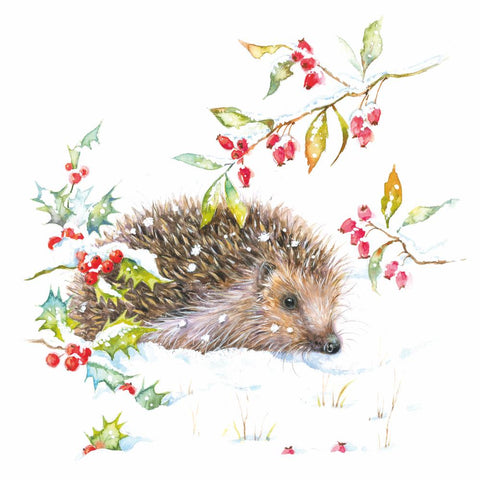 Hedgehog in Winter • Beverage Napkins