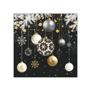 Christmas Baubles, black • Beverage Napkins