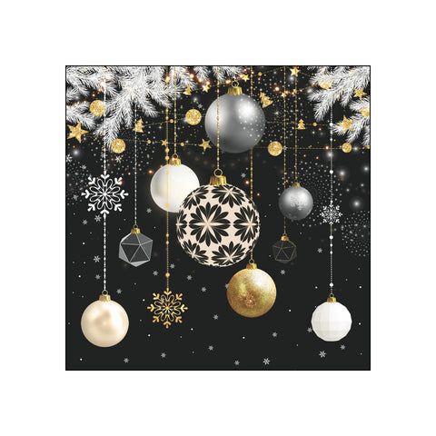 Christmas Baubles, black • Beverage Napkins