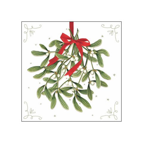 Mistletoe with Bow, white • Beverage Napkins
