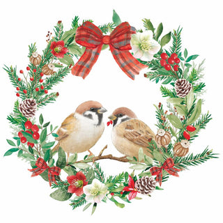 Sparrows in Wreath • Beverage Napkins