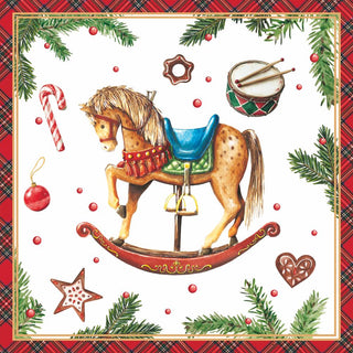 Classic Rocking Horse, white • Beverage Napkins