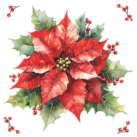 Festive Poinsettia • Beverage Napkin