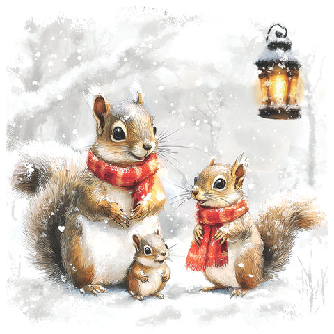 Squirrel Family • Beverage Napkin