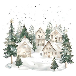 Snowy Houses • Beverage Napkin