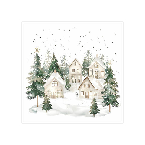 Snowy Houses • Beverage Napkins