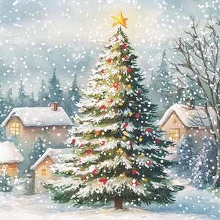 Tree in Snow • Beverage Napkin