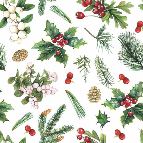 Winter Greenery, white • Lunch Napkins