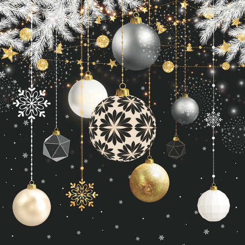 Christmas Baubles, black • Lunch Napkins