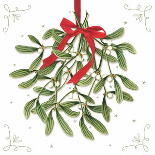Mistletoe with Bow, white • Lunch Napkins