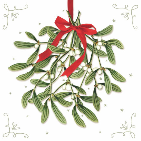Mistletoe with Bow, white • Lunch Napkins