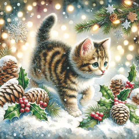 Cute Cat in the Snow • Lunch Napkins