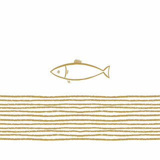 Pure Fish, gold Beverage Napkins