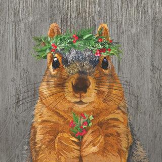 Winter Berry Squirrel lunch napkin