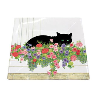 Black Cat Flower Box Square Plate