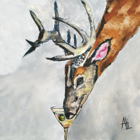 Martini Deer Beverage Napkins