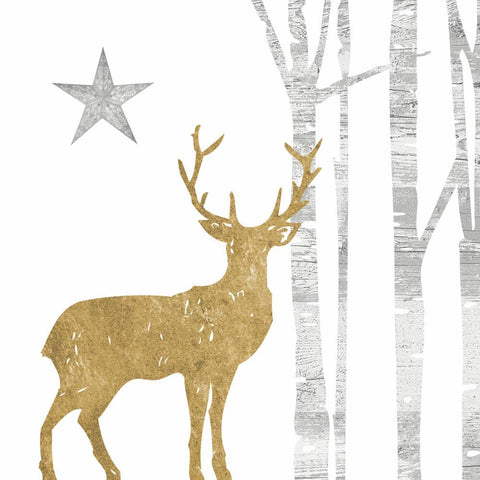 Mystic Deer, gold Beverage Napkins