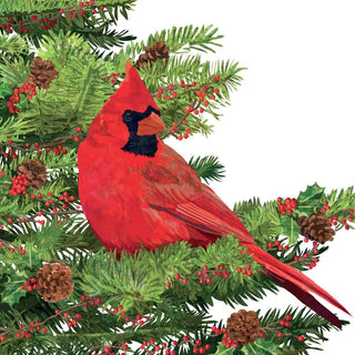 Yuletide Cardinal, White Napkins