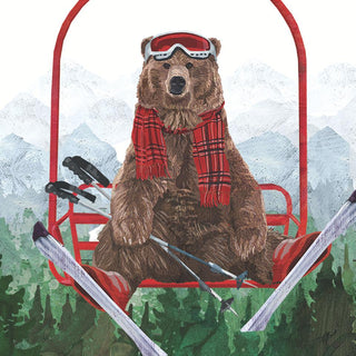 Ski Lift Bear Beverage Napkins